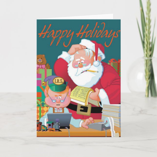 Santa erhält Steuerhilfe Feiertagskarte (Vorderseite)