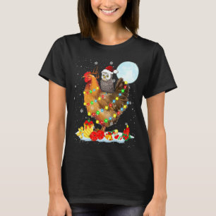 Santa Eule Reitet Huhn Rentier Weihnachtsbeleuchtu T-Shirt