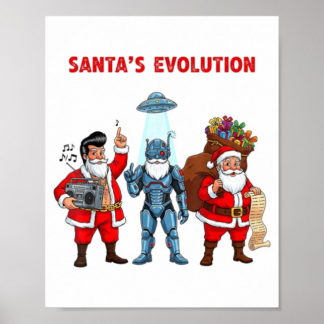 Santa Evolution Robot Clic Future Funny Christmas  Poster (Vorne)