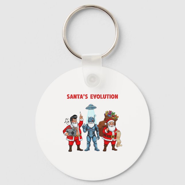 Santa Evolution Robot Clic Future Funny Christmas  Schlüsselanhänger (Vorderseite)