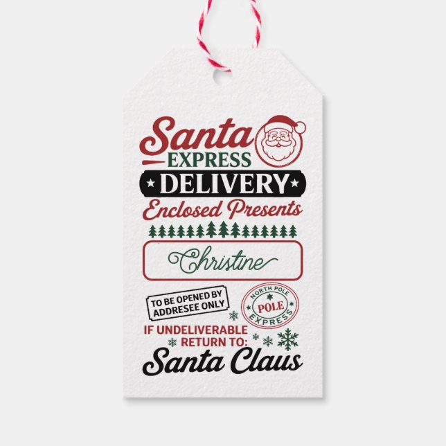 Santa Express Lieferung Geschenkanhänger (Rückseite)