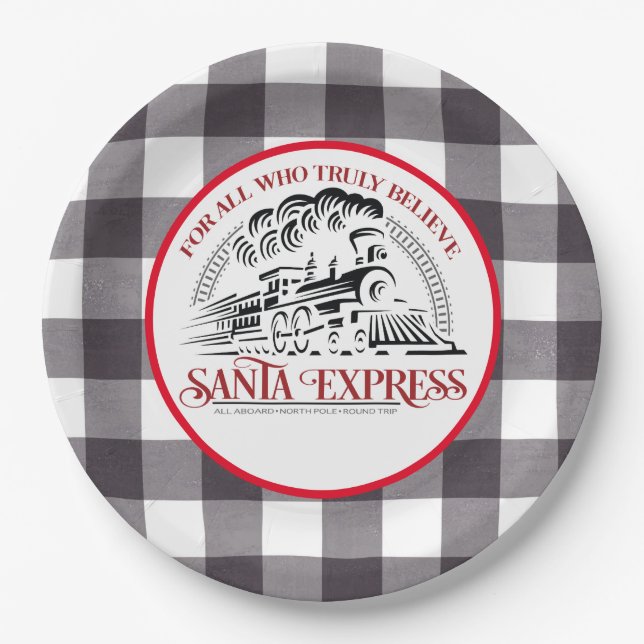 Santa-Express-Zug Pappteller (Vorderseite)