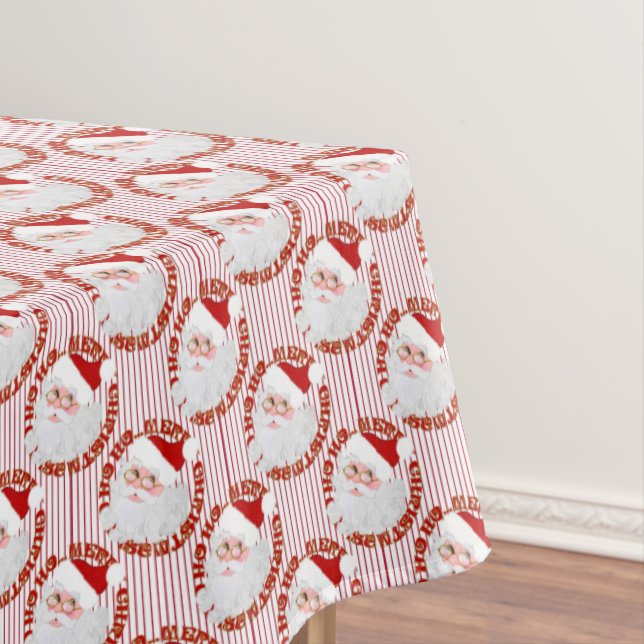 Santa Face Circles, Red Stripes-TABLECLOTH 60x84 Tischdecke (Beispiel)