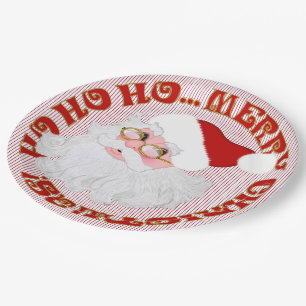 Santa Face Circles Red Striping PAPER PARTY TELLER