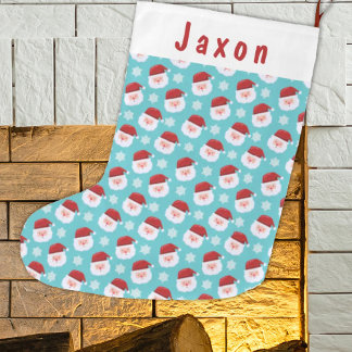Santa Face Kinder Personalisierter Name Großer Weihnachtsstrumpf