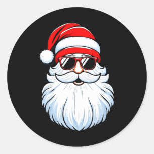 Santa Face Retro Sonnenbrille Familie Weihnachten Runder Aufkleber