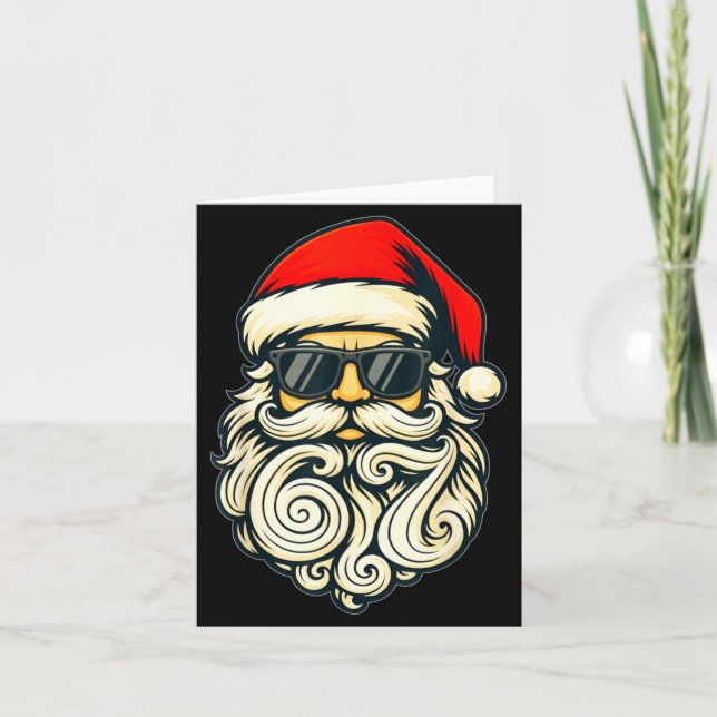 Santa Face Retro Sungles 6 7 Christmas 67 Santa Si Karte (Vorderseite)