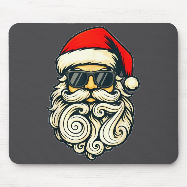 Santa Face Retro Sungles 6 7 Christmas 67 Santa Si Mousepad (Vorne)