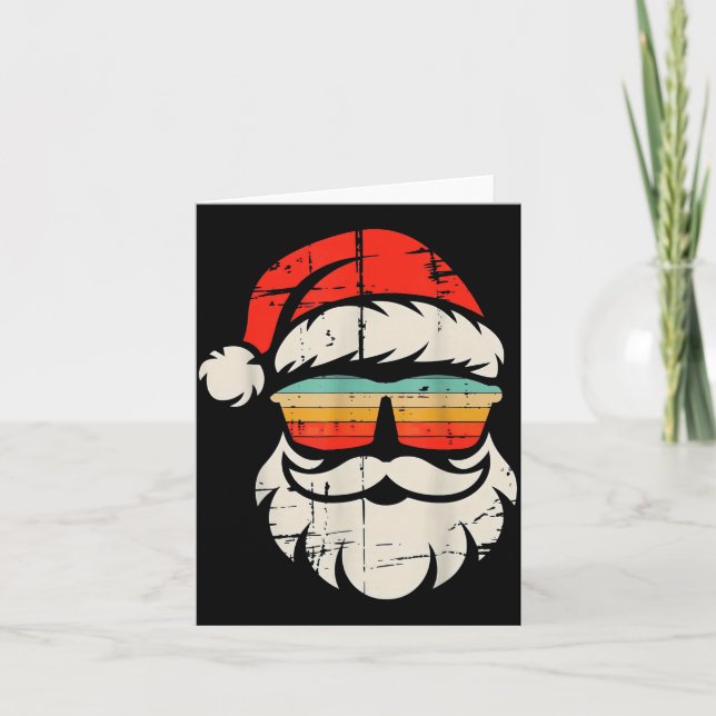 Santa Face Retro Sungles Christmas  Karte (Vorderseite)