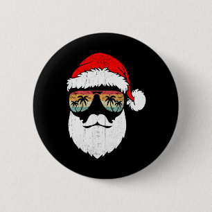 Santa Face Retro Sungles Hawaii Weihnachten Weihna Button