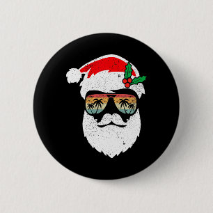 Santa Face Retro Sungles Hawaii Weihnachten Weihna Button