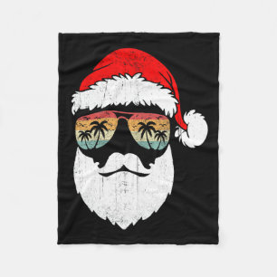 Santa Face Retro Sungles Hawaii Weihnachten Weihna Fleecedecke