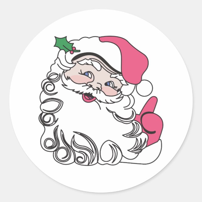 Santa Face Runder Aufkleber (Vorderseite)