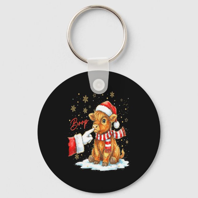 Santa Farmer Funny Western Hand Boop Christmas Hig Schlüsselanhänger (Vorderseite)