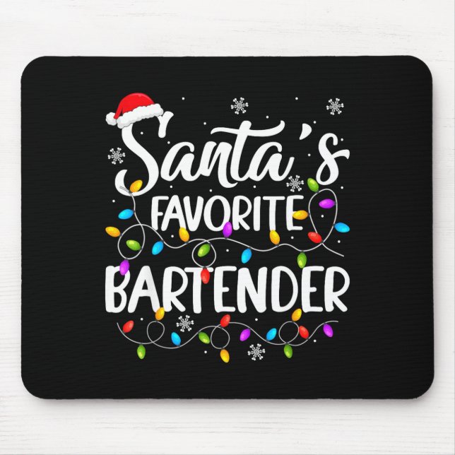 Santa Favorite Bartender Christmas Lights Funny Xm Mousepad (Vorne)