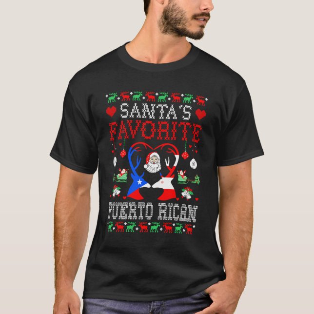 Santa Favorite Puerto Rican Weihnachtsgeschenk Ugl T-Shirt (Vorderseite)