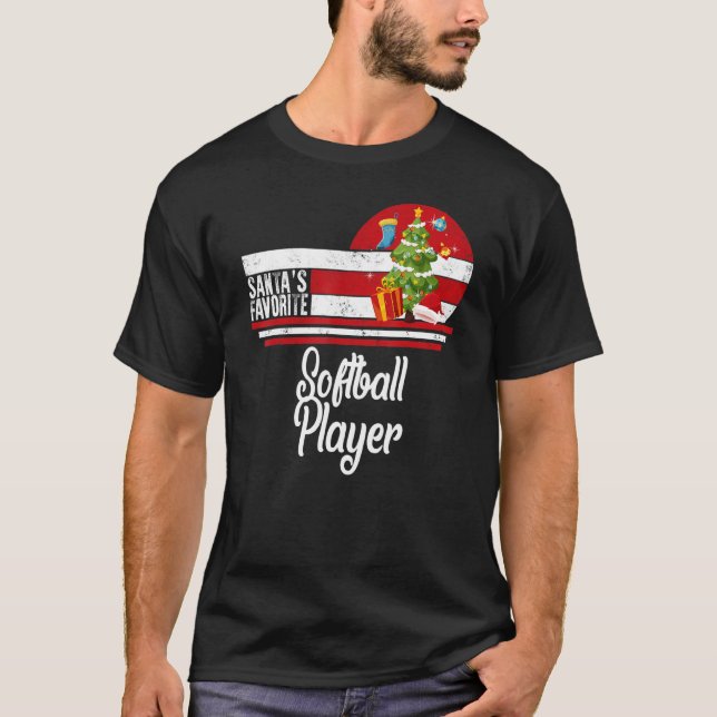 Santa Favorite Softball Player Weihnachten Ugly Sw T-Shirt (Vorderseite)