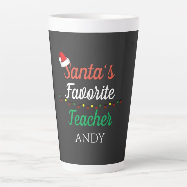 Santa Favorite Teacher Frohe Weihnachtslehrer Milchtasse (Vorderseite)