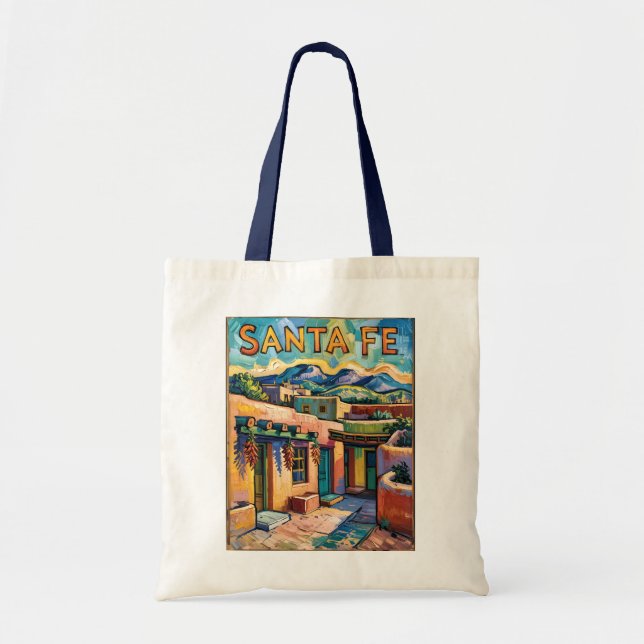 Santa Fe Adobe Homes Van Gogh Starry Night Style Tragetasche (Vorne)