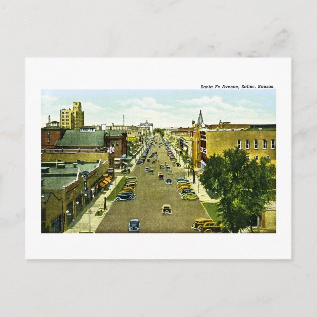 Santa Fe Avenue, Salina, Kansas Postkarte (Vorderseite)