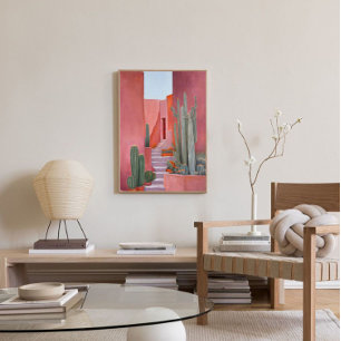 Santa Fe Cacti Boho Poster Leinwanddruck