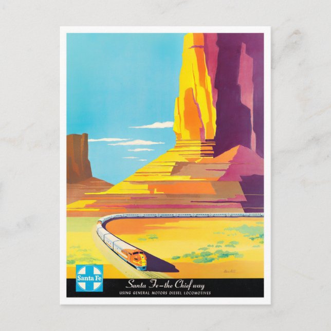 Santa Fe Chief Way Vintage Postkarte (Vorderseite)