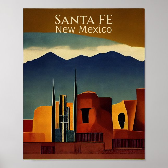 Santa Fe Minimalistische Abstrakte Kunst Poster (Vorne)
