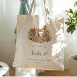 Santa Fe New Mexico Desert Wedding Welcome Tragetasche<br><div class="desc">A warm, hand-painted watercolor tote featuring a curated Santa Fe vignette filled with adobe architecture, turquoise accents, desert botanicals, pottery, and a soft Southwest sunset palette. Designed as a chic welcome gift for your Santa Fe bachelorette weekend, this tote feels equal parts artful and practical. Personalized with the couple’s names...</div>