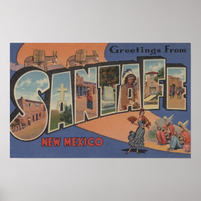 Santa Fe, New Mexico - Großbuchstaben Szenen 2 Poster (Vorne)