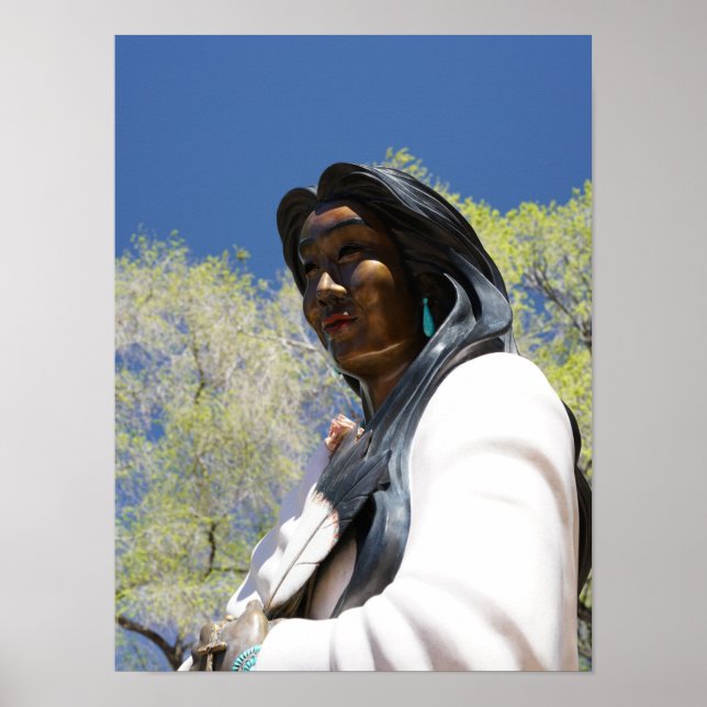 Santa Fe New Mexico Indianerstatue Poster (Vorne)