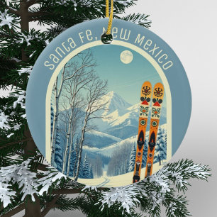 Santa Fe New Mexico Ski-Souvenir Keramik Ornament