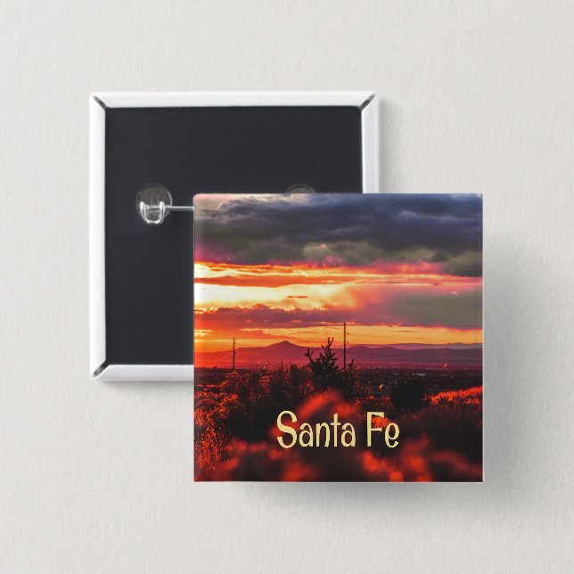 Santa Fe New Mexico Sun Set Button (Vorne & Hinten)