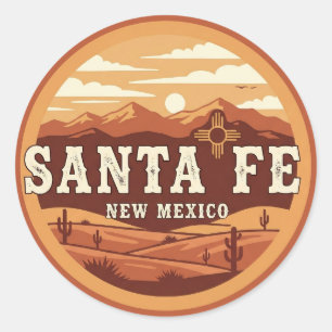 Santa Fe Skyline New Mexico Travel Runder Aufkleber