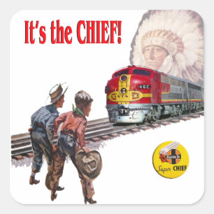 Santa Fe Super Chief Zugaufkleber Quadratischer Aufkleber