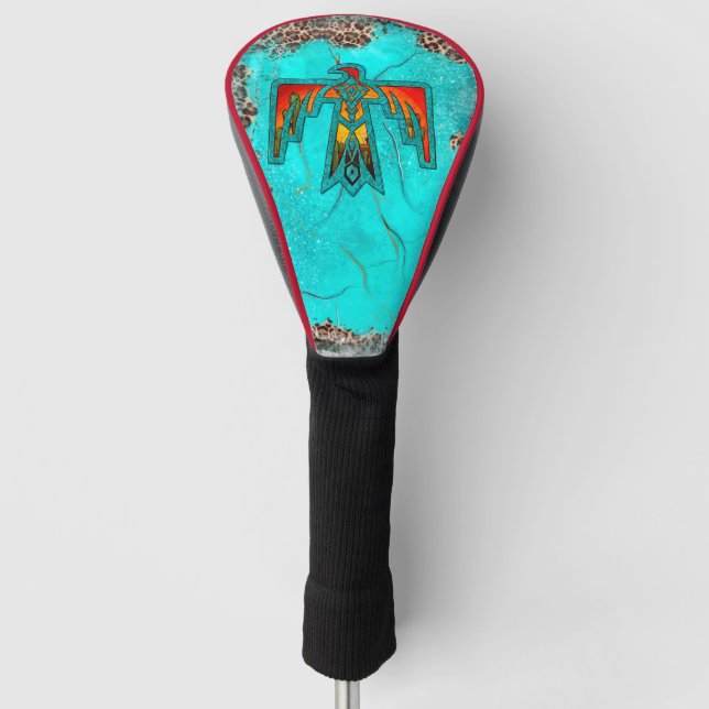 Santa Fe Thunderbird Türkise Marble Leopard Golf Headcover (Vorderseite)