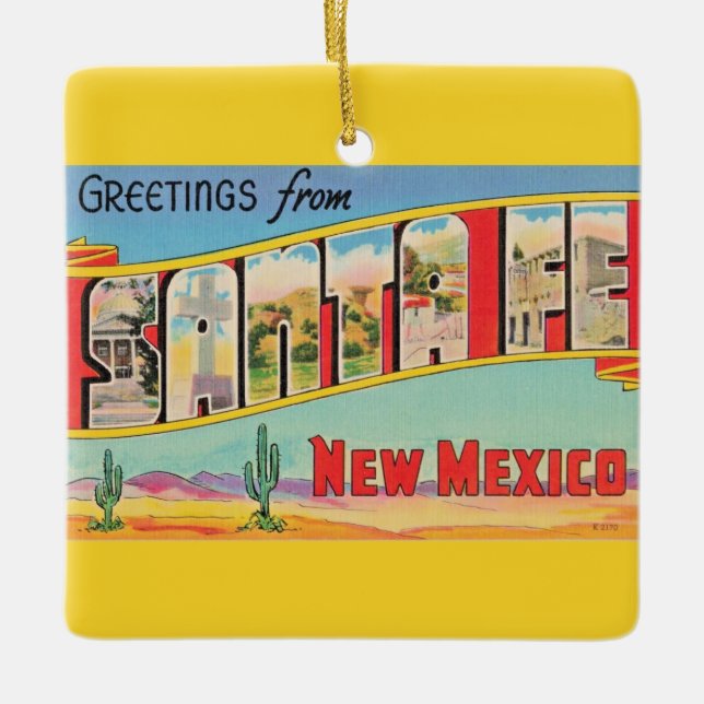 Santa Fe Vintag Greeting Keramikornament (Vorderseite)