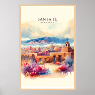 Santa Fe Watercolor Poster