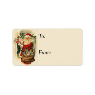 Santa Filling Strumpfs Vintage Geschenkmarke Adressaufkleber