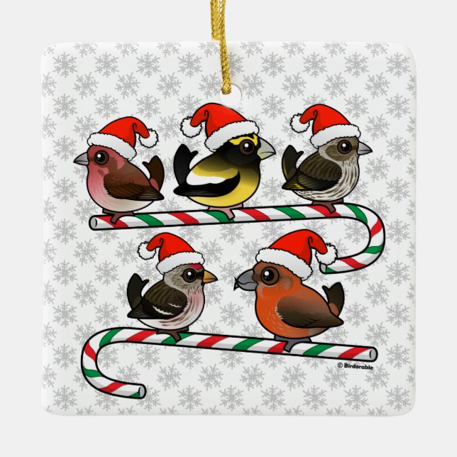 Santa Finches Keramikornament (Vorderseite)