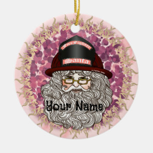 Santa Firefighter-Ornament Keramik Ornament