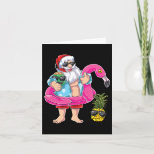Santa Flamingo Ananas Beach Weihnachten I Karte