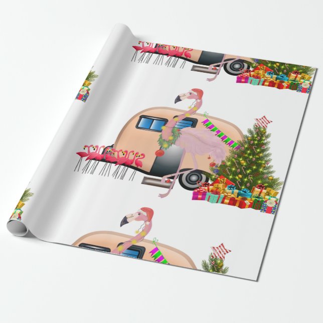 Santa-Flamingo-Anhänger Geschenkpapier (Ungerollt)