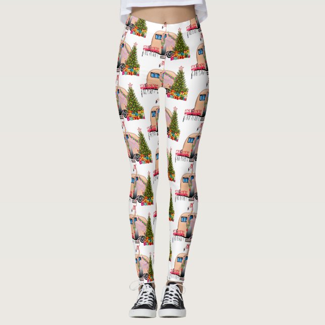 Santa-Flamingo-Anhänger Leggings (Vorderseite)