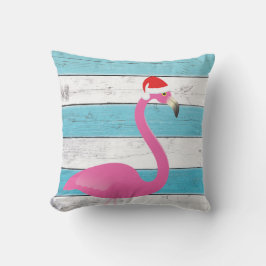 Santa Flamingo auf gestreiftem Kissen im Freien Für Draußen