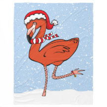 Santa Flamingo Fleece Blanket