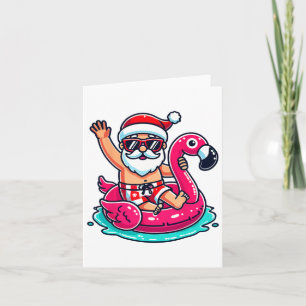 Santa Flamingo Floatie Beach Funny Christmas in Ju Karte