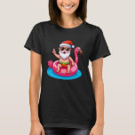 Santa Flamingo Floatie Beach Funny Christmas in Ju T-Shirt<br><div class="desc">Santa Flamingo Floatie Beach Funny Christmas im Juli Sommer</div>