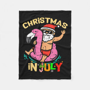 Santa Flamingo Floatie Funny Christmas In July Sum Fleecedecke