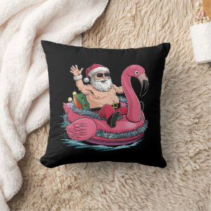 Santa Flamingo Floatie Weihnachten im Juli Sommer Kissen