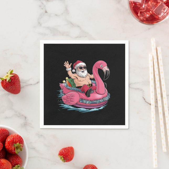 Santa Flamingo Floatie Weihnachten im Juli Sommer Serviette (Beispiel)